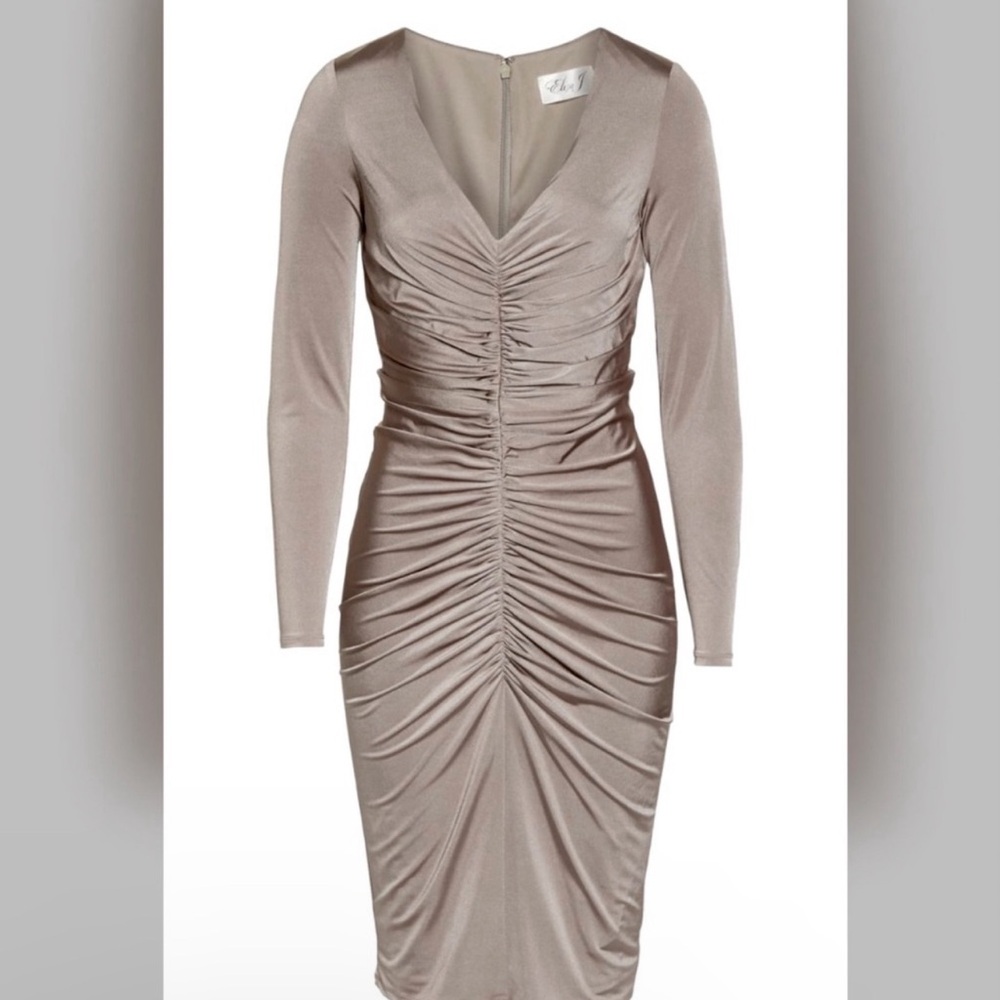 Eliza J Ruched Long Sleeve Sheath Dress